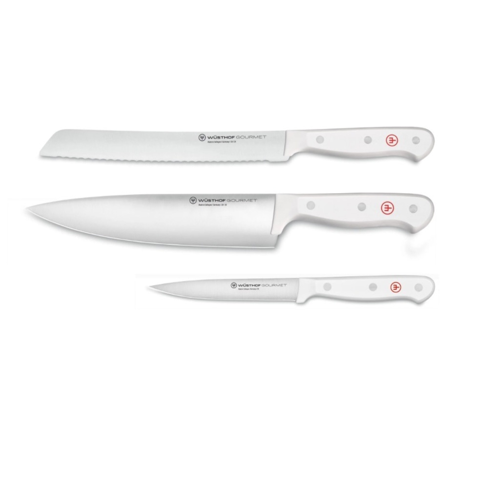 Wusthof starter knife set, peeling knife and scissors- white